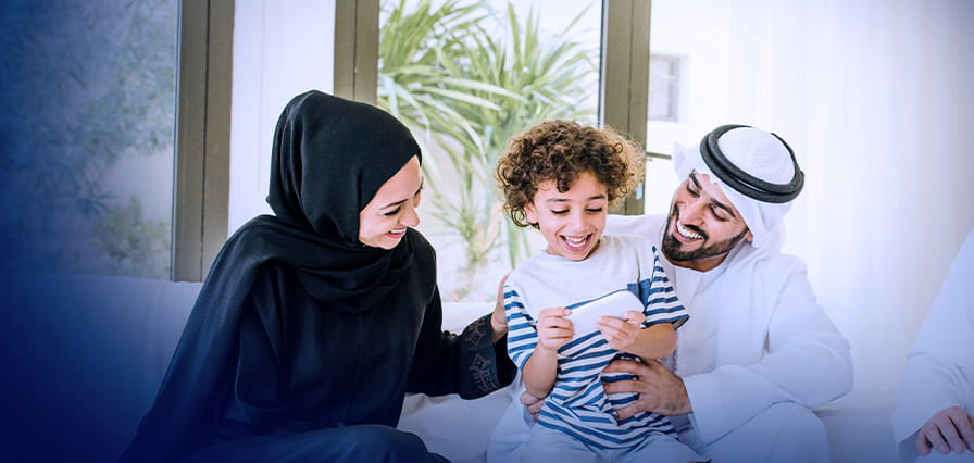 Family enjoying their dream home with the help of FAB Islamic Home Finance.