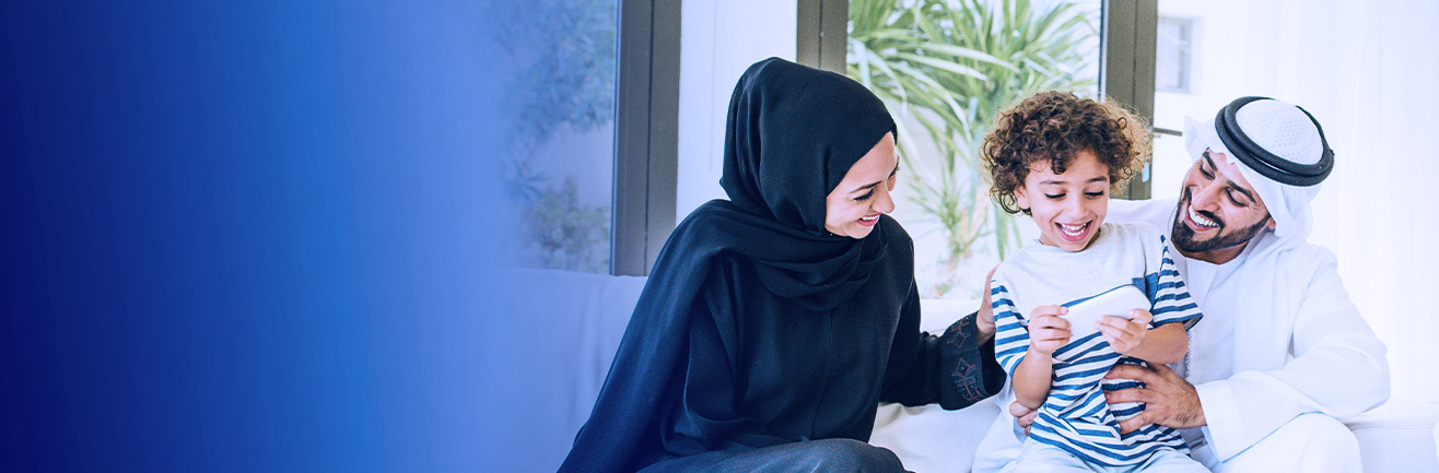 Family enjoying their dream home with the help of FAB Islamic Home Finance.