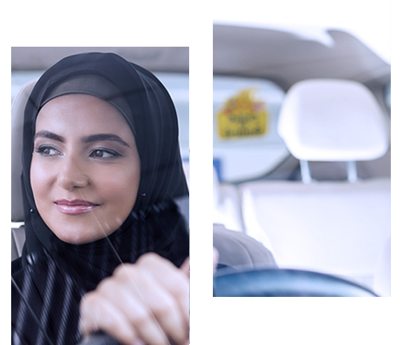 امرأة تقود سيارة أحلامها بفضل تمويل السيارات الإسلامي من أبوظبي الأول الإسلامي