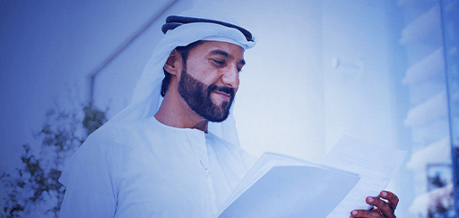 A man reviewing his FAB Islamic Personal Finance Application